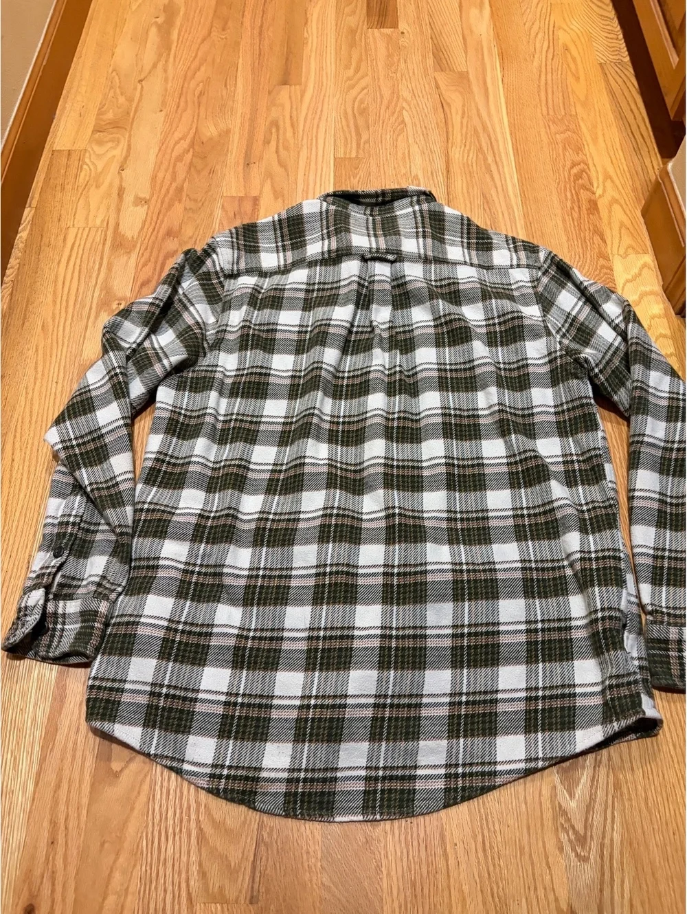 Men's Orvis Heavyweight Flannel Shirt/Shacket plaid green cream XL pockets